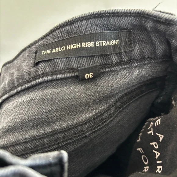 Denim Forum The Arlo High Rise Straight Jean Raw Hem Faded Black Size 30 26L - Picture 5 of 11
